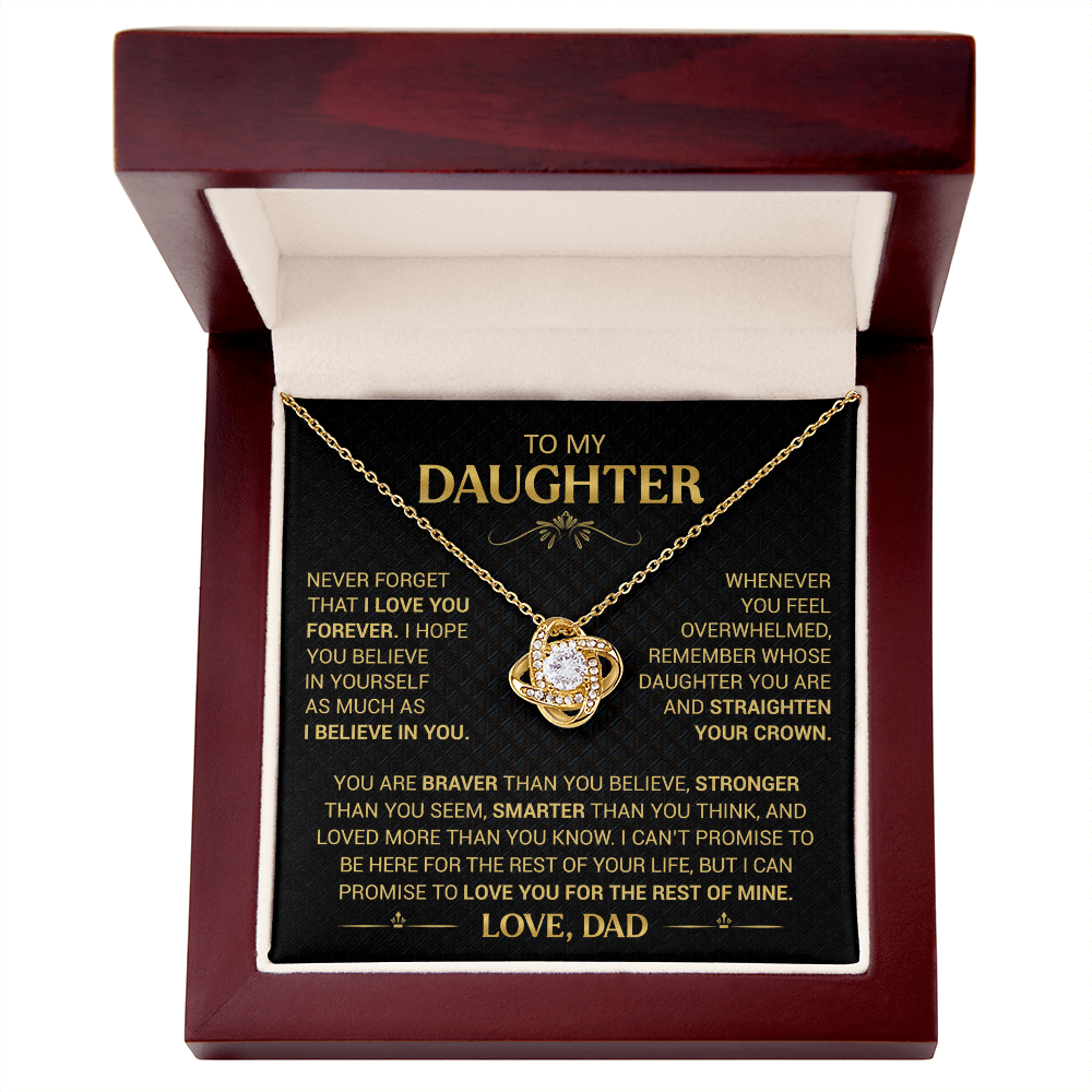 To My Daughter Necklace from Dad - Forever Love Heart Pendant - 14K Gold Finish Birthday Graduation Christmas Gift