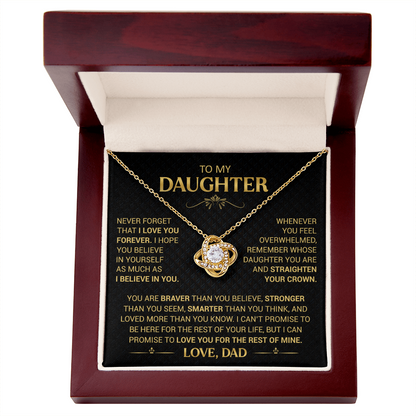 To My Daughter Necklace from Dad - Forever Love Heart Pendant - 14K Gold Finish Birthday Graduation Christmas Gift