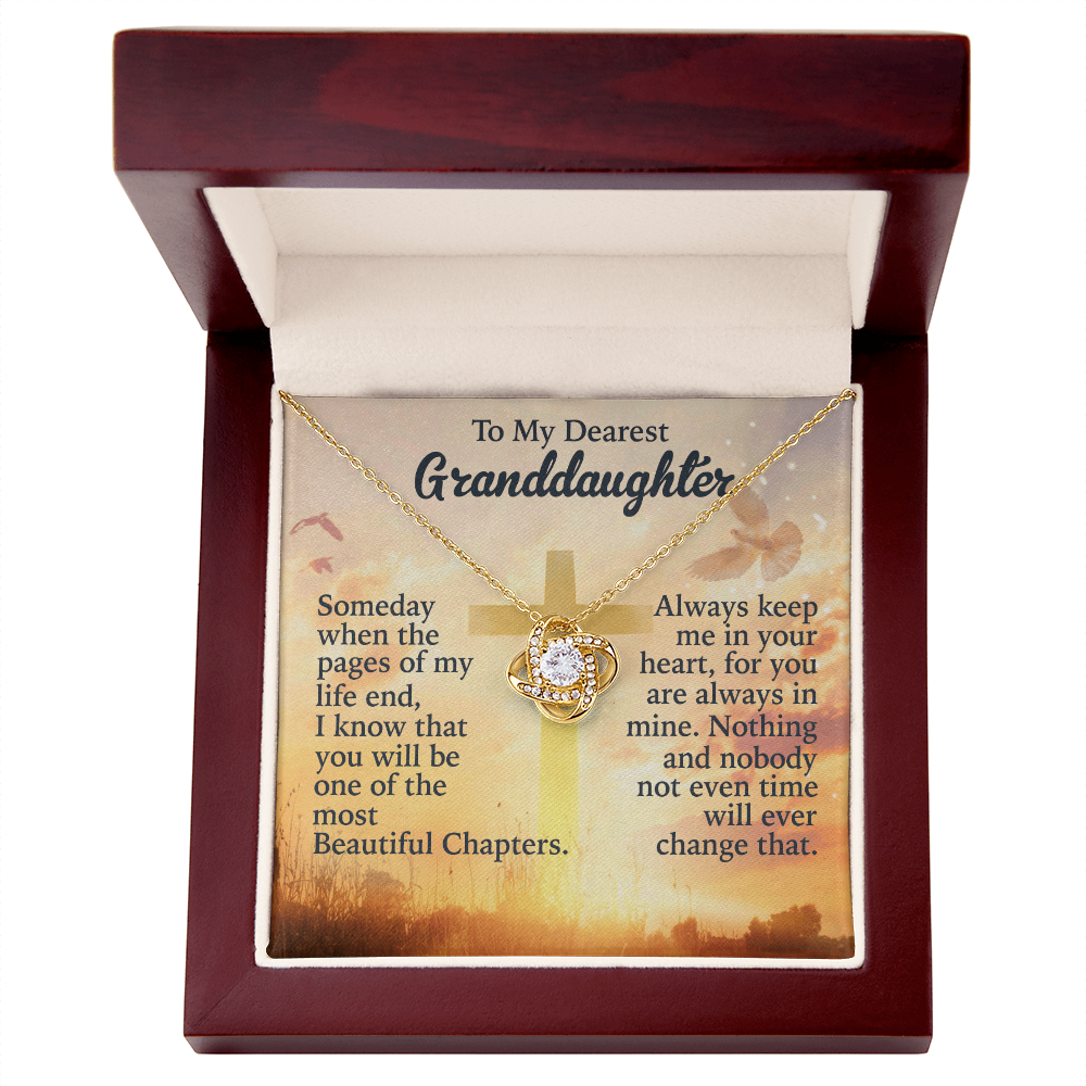 To My Granddaughter Love Knot Necklace from Grandpa - 14K Gold CZ Pendant with Message Card - Birthday Christmas Graduation Gift