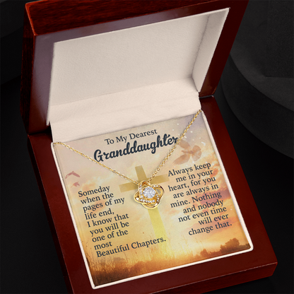 To My Granddaughter Love Knot Necklace from Grandpa - 14K Gold CZ Pendant with Message Card - Birthday Christmas Graduation Gift