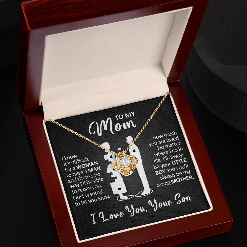 To My Mom - I'll Always Be Your Little Boy - Love Knot Necklace