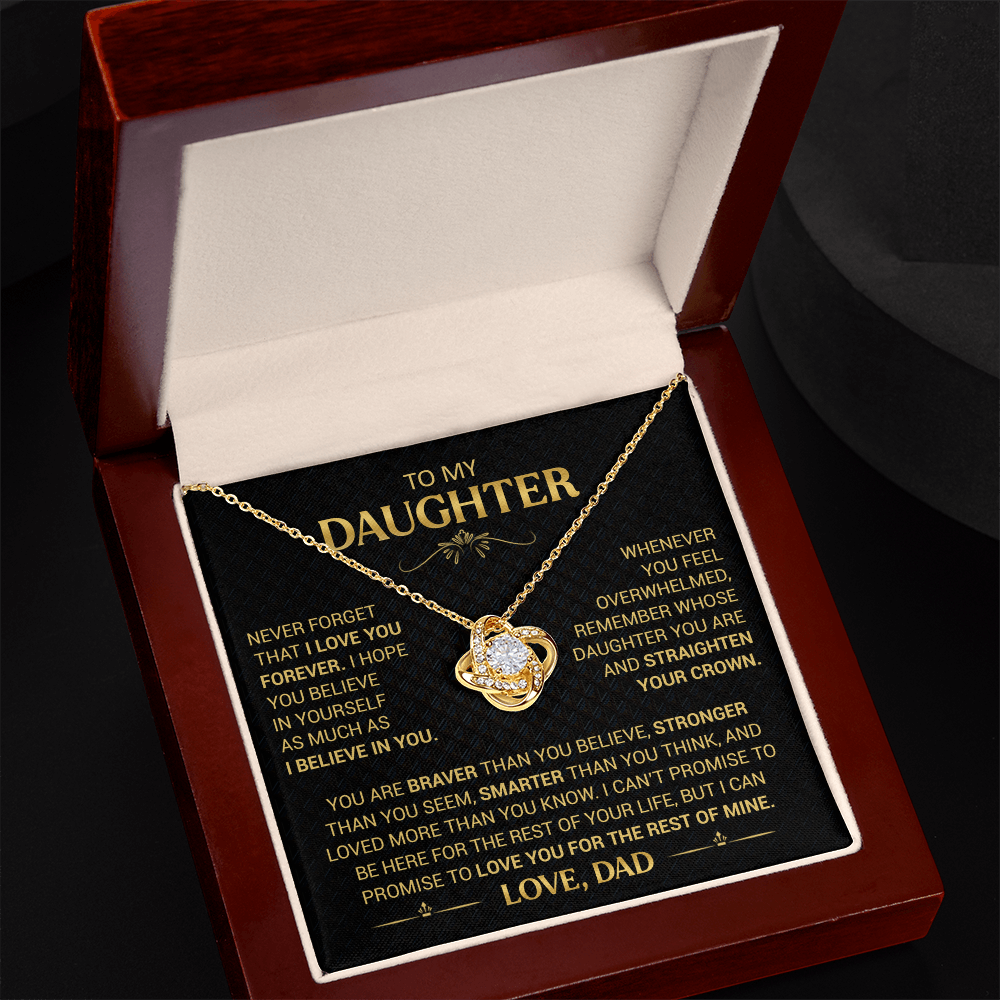 To My Daughter Necklace from Dad - Forever Love Heart Pendant - 14K Gold Finish Birthday Graduation Christmas Gift