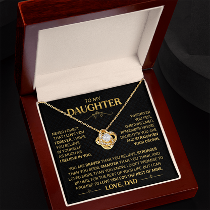 To My Daughter Necklace from Dad - Forever Love Heart Pendant - 14K Gold Finish Birthday Graduation Christmas Gift