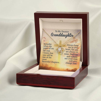 To My Granddaughter Love Knot Necklace from Grandpa - 14K Gold CZ Pendant with Message Card - Birthday Christmas Graduation Gift