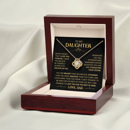 To My Daughter Necklace from Dad - Forever Love Heart Pendant - 14K Gold Finish Birthday Graduation Christmas Gift