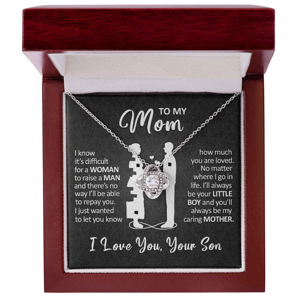 To My Mom - I'll Always Be Your Little Boy - Love Knot Necklace