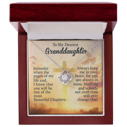 To My Granddaughter Love Knot Necklace from Grandpa - 14K Gold CZ Pendant with Message Card - Birthday Christmas Graduation Gift