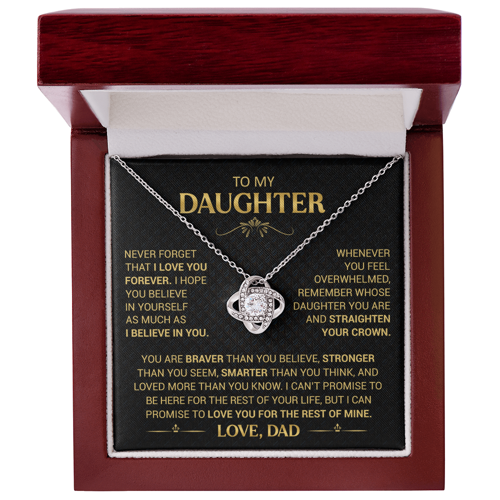 To My Daughter Necklace from Dad - Forever Love Heart Pendant - 14K Gold Finish Birthday Graduation Christmas Gift