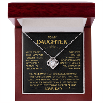 To My Daughter Necklace from Dad - Forever Love Heart Pendant - 14K Gold Finish Birthday Graduation Christmas Gift