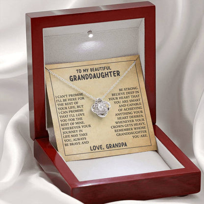 To My Granddaughter Love Knot Necklace from Grandpa - 14K Gold CZ Pendant with Message Card - Birthday Christmas Graduation Gift