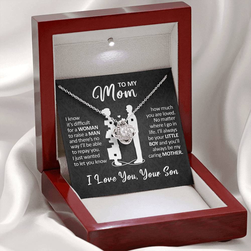 To My Mom - I'll Always Be Your Little Boy - Love Knot Necklace