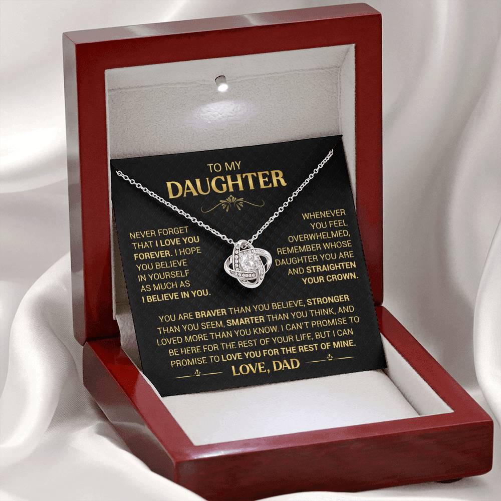 To My Daughter Necklace from Dad - Forever Love Heart Pendant - 14K Gold Finish Birthday Graduation Christmas Gift