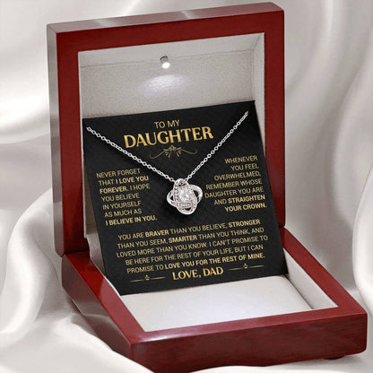 To My Daughter Necklace from Dad - Forever Love Heart Pendant - 14K Gold Finish Birthday Graduation Christmas Gift