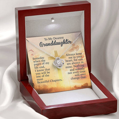 To My Granddaughter Love Knot Necklace from Grandpa - 14K Gold CZ Pendant with Message Card - Birthday Christmas Graduation Gift