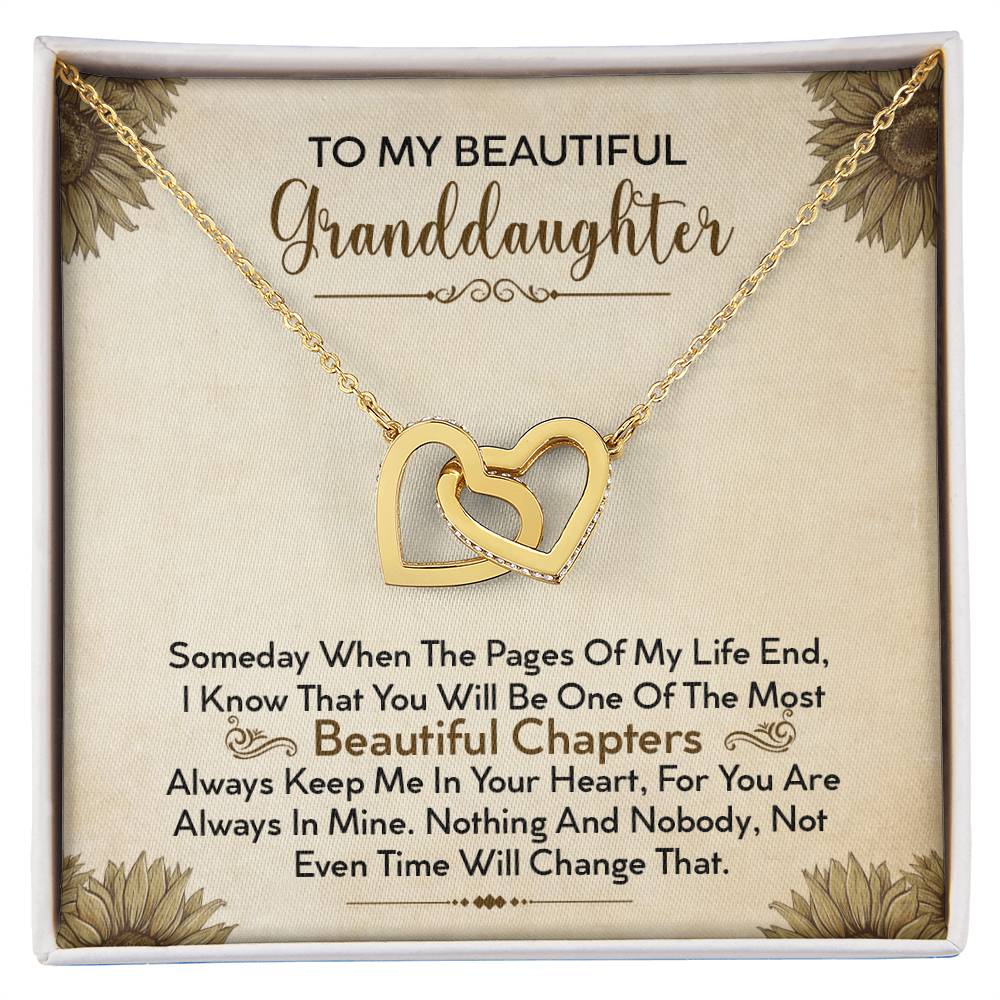 To My Beautiful Granddaughter - Always Keep Me In Your Heart - Interlocking Hearts Necklace