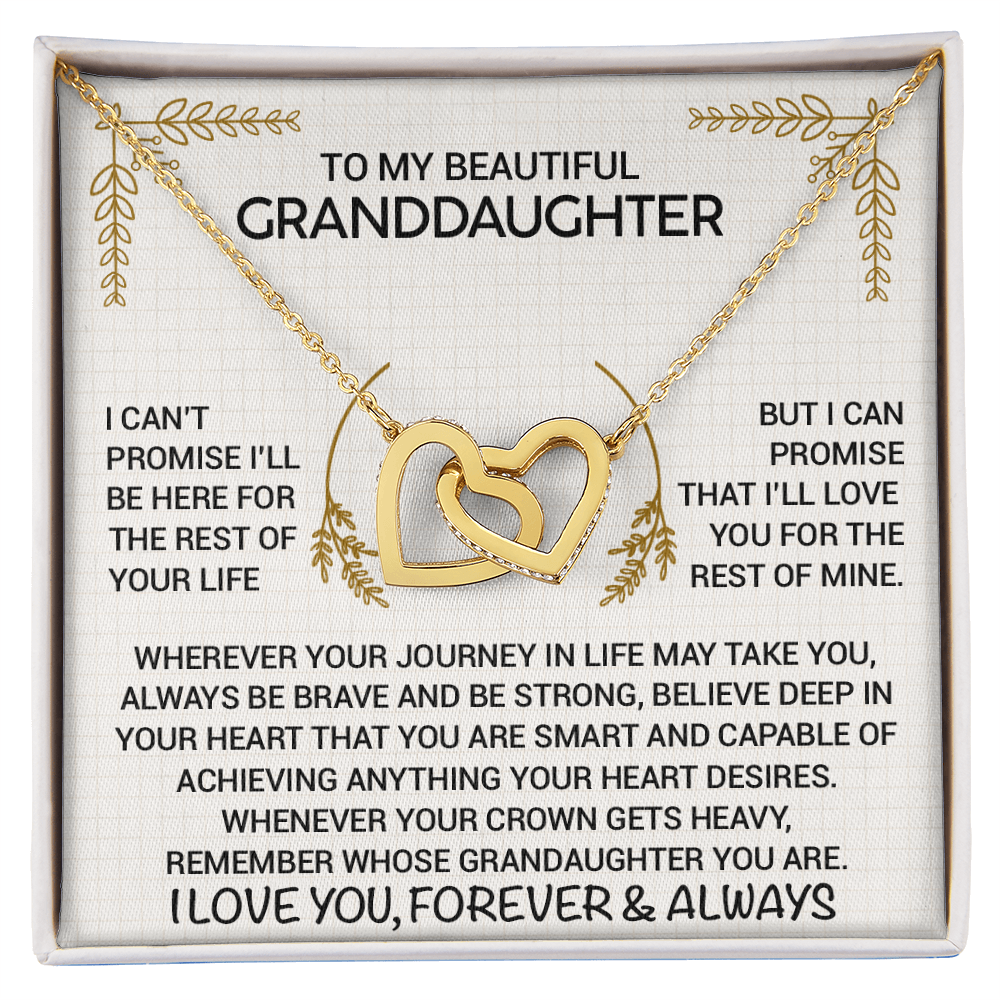 To My Granddaughter Necklace from Grandpa - Interlocking Hearts Pendant Rose Gold CZ - Birthday Christmas Graduation Gift
