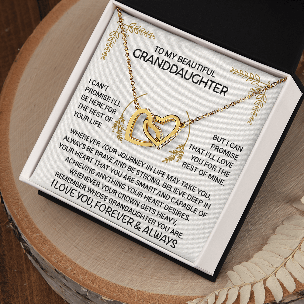 To My Granddaughter Necklace from Grandpa - Interlocking Hearts Pendant Rose Gold CZ - Birthday Christmas Graduation Gift