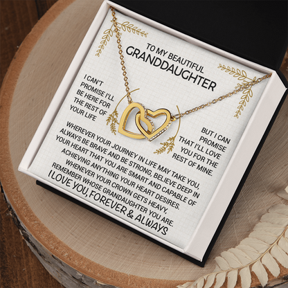 To My Granddaughter Necklace from Grandpa - Interlocking Hearts Pendant Rose Gold CZ - Birthday Christmas Graduation Gift