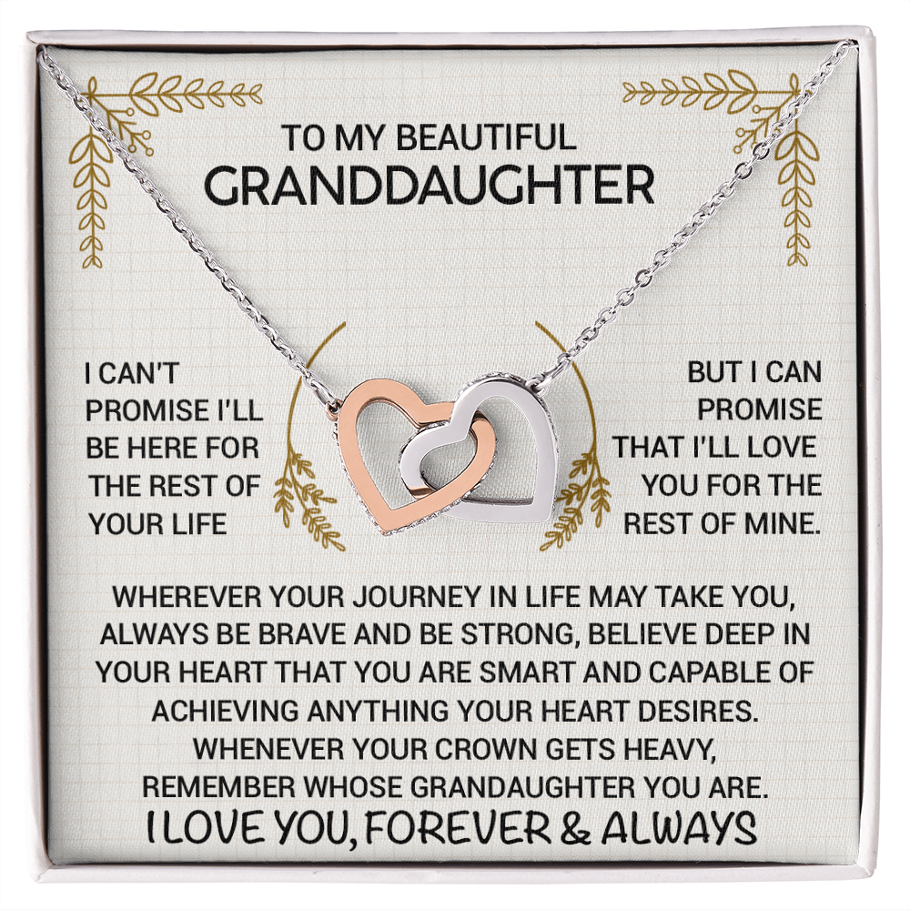 To My Granddaughter Necklace from Grandpa - Interlocking Hearts Pendant Rose Gold CZ - Birthday Christmas Graduation Gift
