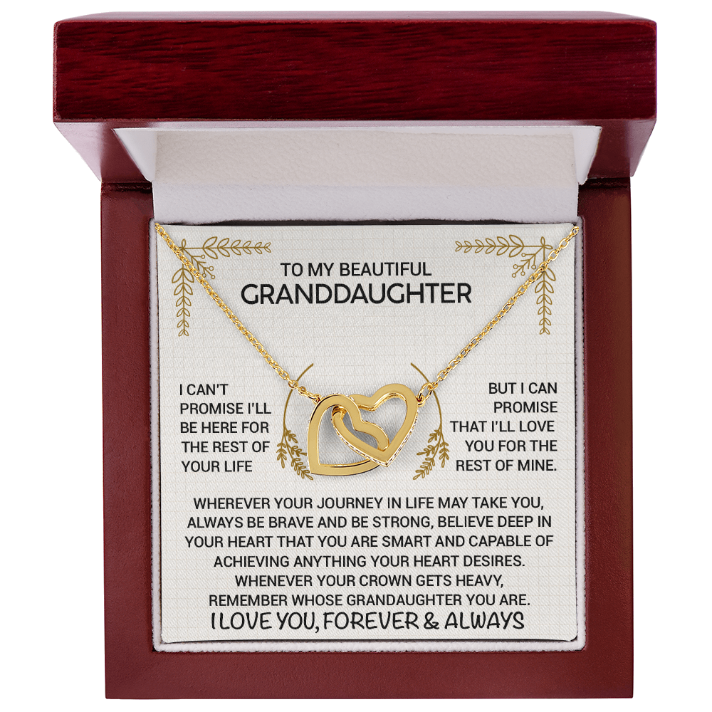 To My Granddaughter Necklace from Grandpa - Interlocking Hearts Pendant Rose Gold CZ - Birthday Christmas Graduation Gift