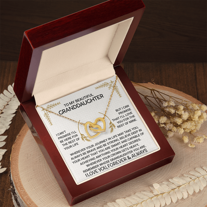 To My Granddaughter Necklace from Grandpa - Interlocking Hearts Pendant Rose Gold CZ - Birthday Christmas Graduation Gift