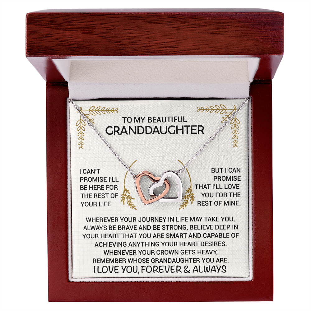 To My Granddaughter Necklace from Grandpa - Interlocking Hearts Pendant Rose Gold CZ - Birthday Christmas Graduation Gift