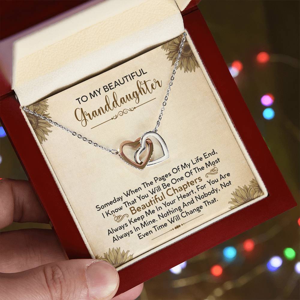 To My Beautiful Granddaughter - Always Keep Me In Your Heart - Interlocking Hearts Necklace