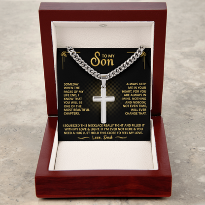 To My Son - Always Keep Me In Your Heart - Cross Necklace