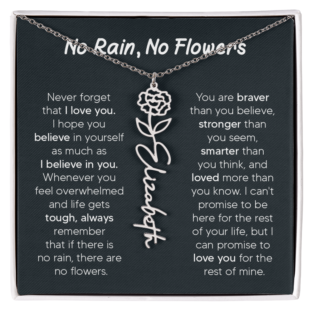 [LIMITED TIME ONLY] No Rain - No Flowers - Never Forget That I Love You | Birth Flower Name Necklace