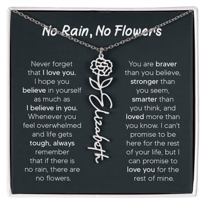 [LIMITED TIME ONLY] No Rain - No Flowers - Never Forget That I Love You | Birth Flower Name Necklace