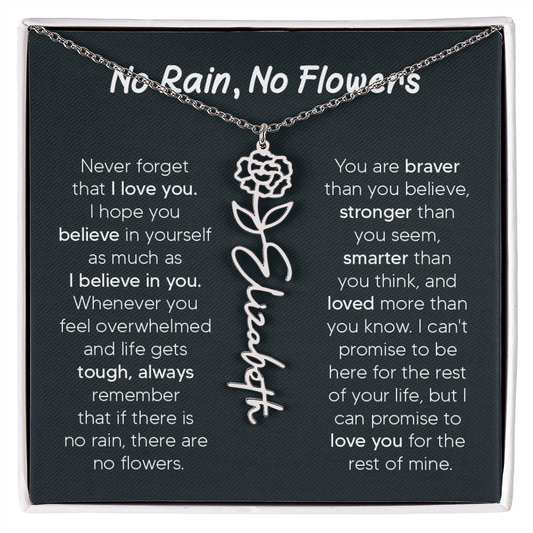 [LIMITED TIME ONLY] No Rain - No Flowers - Never Forget That I Love You | Birth Flower Name Necklace