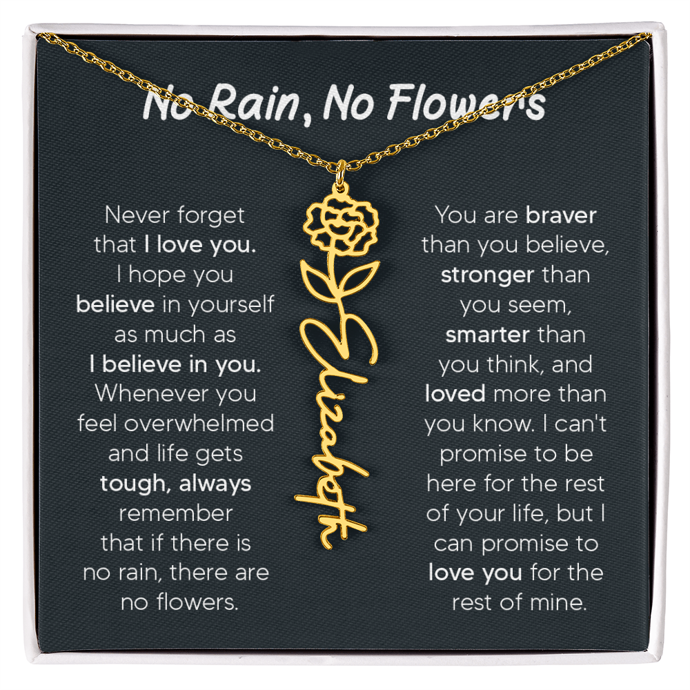 [LIMITED TIME ONLY] No Rain - No Flowers - Never Forget That I Love You | Birth Flower Name Necklace