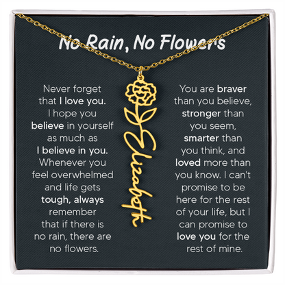 [LIMITED TIME ONLY] No Rain - No Flowers - Never Forget That I Love You | Birth Flower Name Necklace