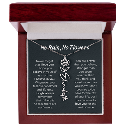 [LIMITED TIME ONLY] No Rain - No Flowers - Never Forget That I Love You | Birth Flower Name Necklace