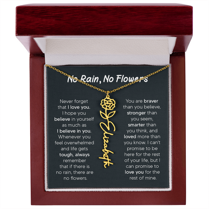[LIMITED TIME ONLY] No Rain - No Flowers - Never Forget That I Love You | Birth Flower Name Necklace