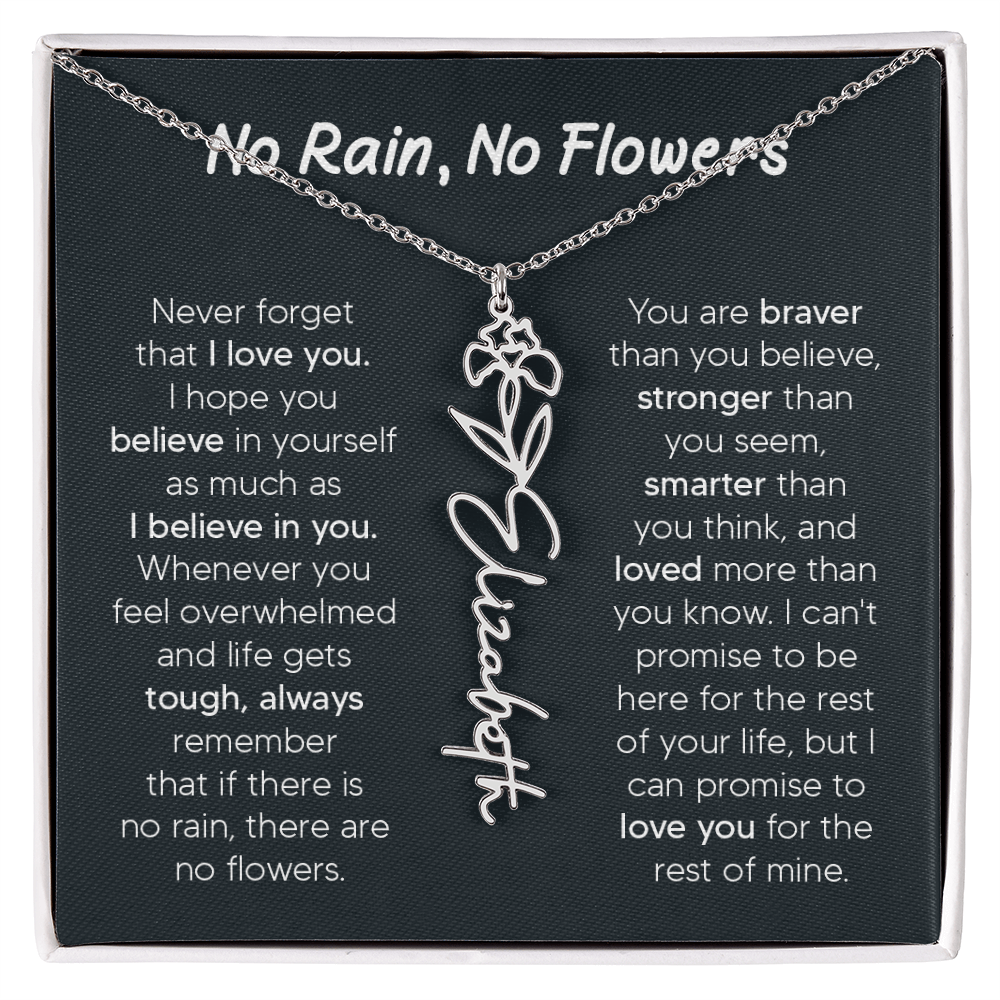 [LIMITED TIME ONLY] No Rain - No Flowers - Never Forget That I Love You | Birth Flower Name Necklace