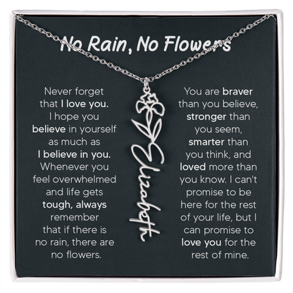 [LIMITED TIME ONLY] No Rain - No Flowers - Never Forget That I Love You | Birth Flower Name Necklace