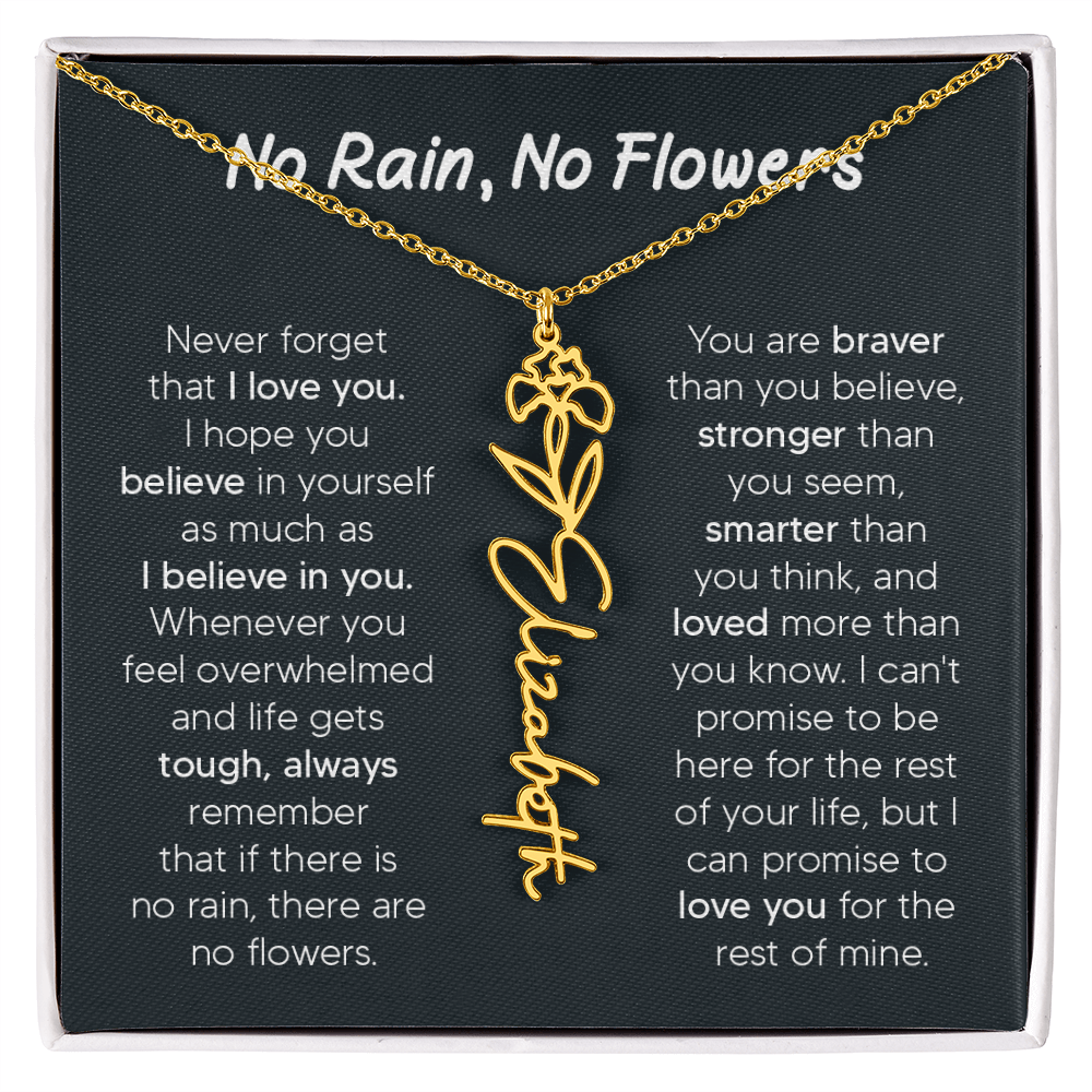 [LIMITED TIME ONLY] No Rain - No Flowers - Never Forget That I Love You | Birth Flower Name Necklace