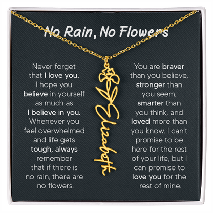 [LIMITED TIME ONLY] No Rain - No Flowers - Never Forget That I Love You | Birth Flower Name Necklace