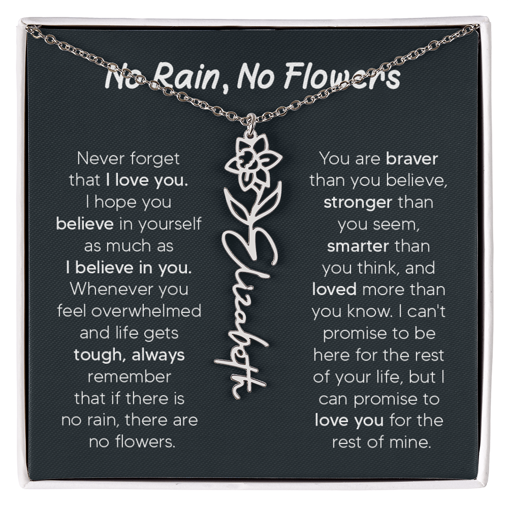 [LIMITED TIME ONLY] No Rain - No Flowers - Never Forget That I Love You | Birth Flower Name Necklace