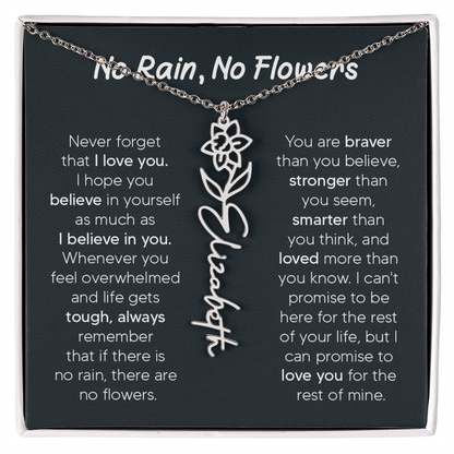 [LIMITED TIME ONLY] No Rain - No Flowers - Never Forget That I Love You | Birth Flower Name Necklace