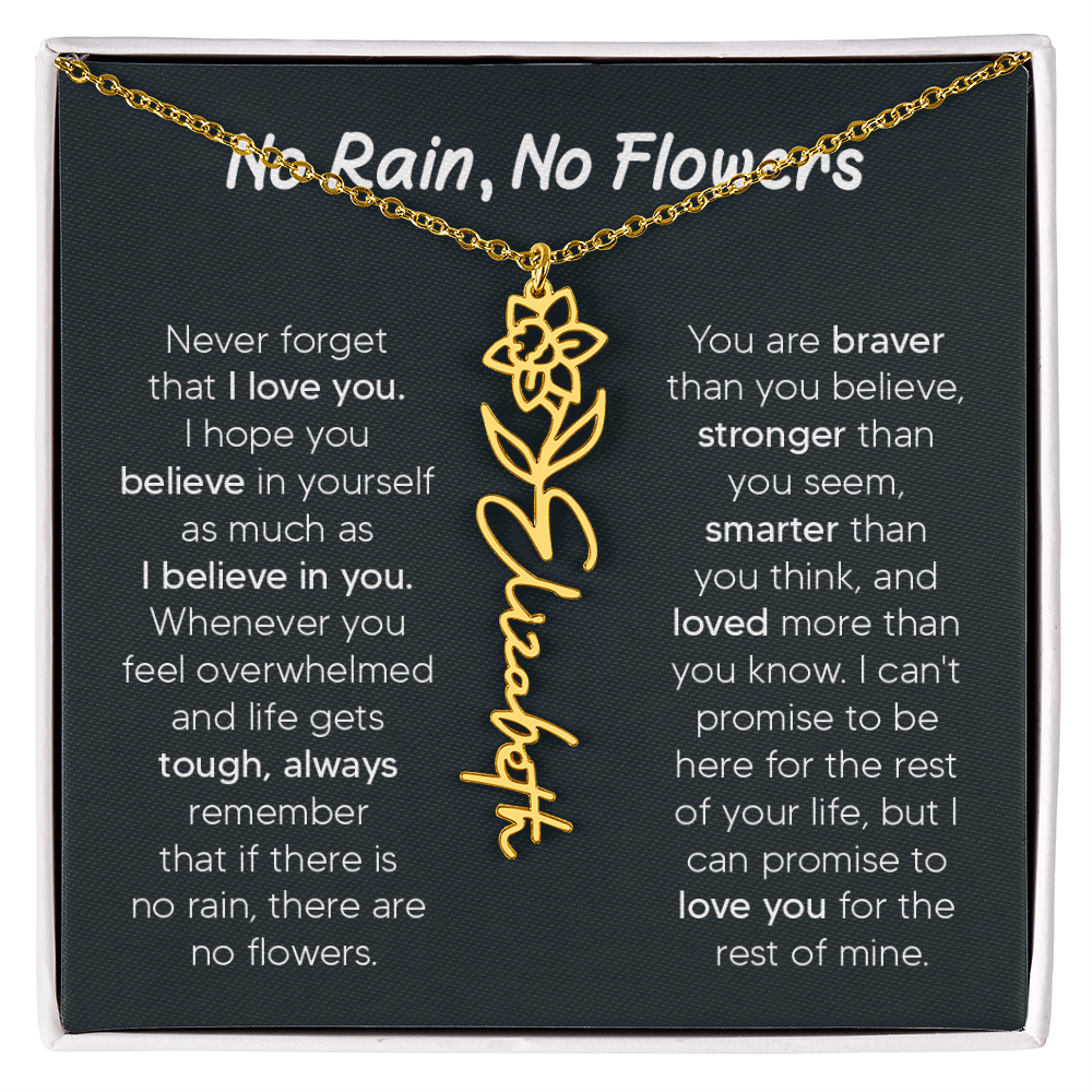 [LIMITED TIME ONLY] No Rain - No Flowers - Never Forget That I Love You | Birth Flower Name Necklace