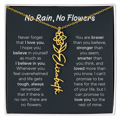 [LIMITED TIME ONLY] No Rain - No Flowers - Never Forget That I Love You | Birth Flower Name Necklace