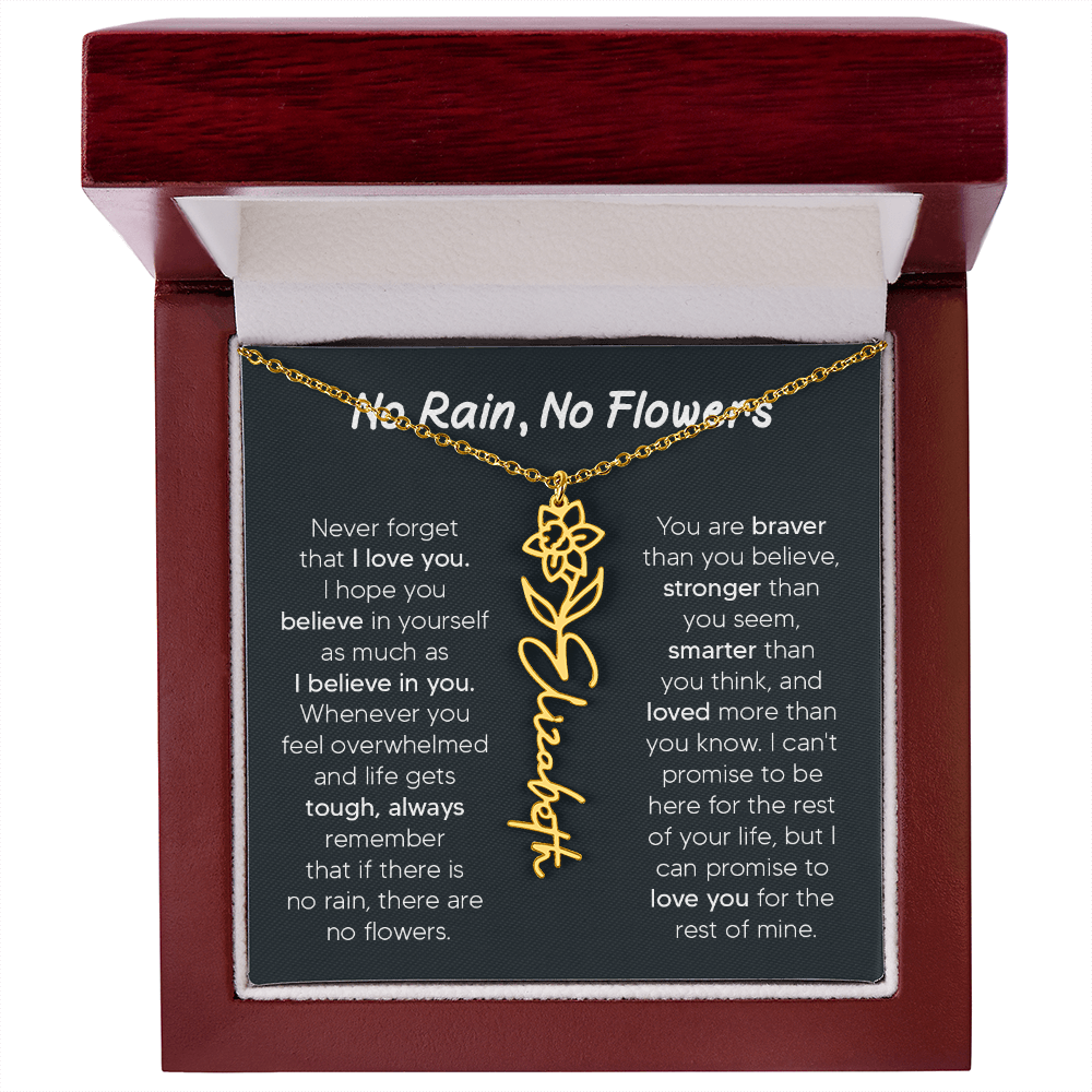 [LIMITED TIME ONLY] No Rain - No Flowers - Never Forget That I Love You | Birth Flower Name Necklace