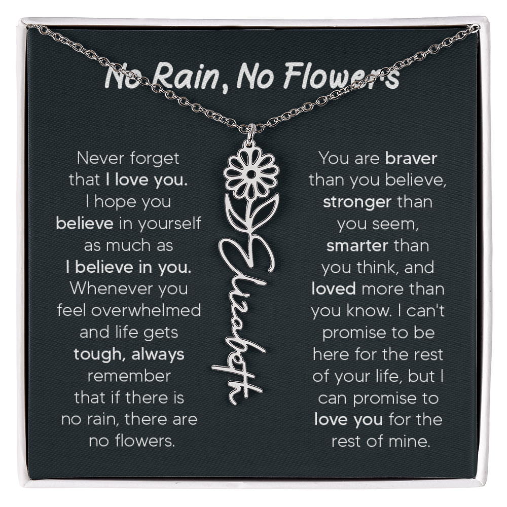 [LIMITED TIME ONLY] No Rain - No Flowers - Never Forget That I Love You | Birth Flower Name Necklace