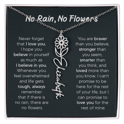 [LIMITED TIME ONLY] No Rain - No Flowers - Never Forget That I Love You | Birth Flower Name Necklace