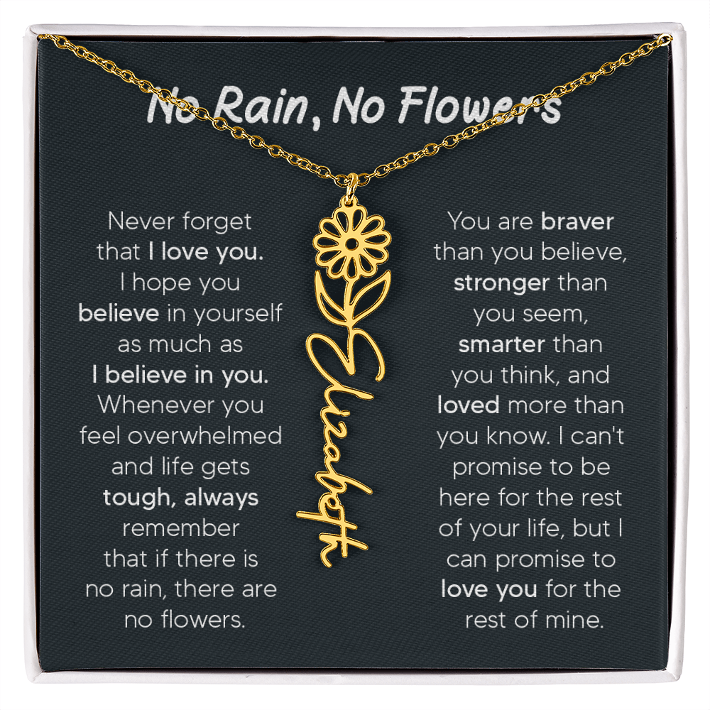 [LIMITED TIME ONLY] No Rain - No Flowers - Never Forget That I Love You | Birth Flower Name Necklace