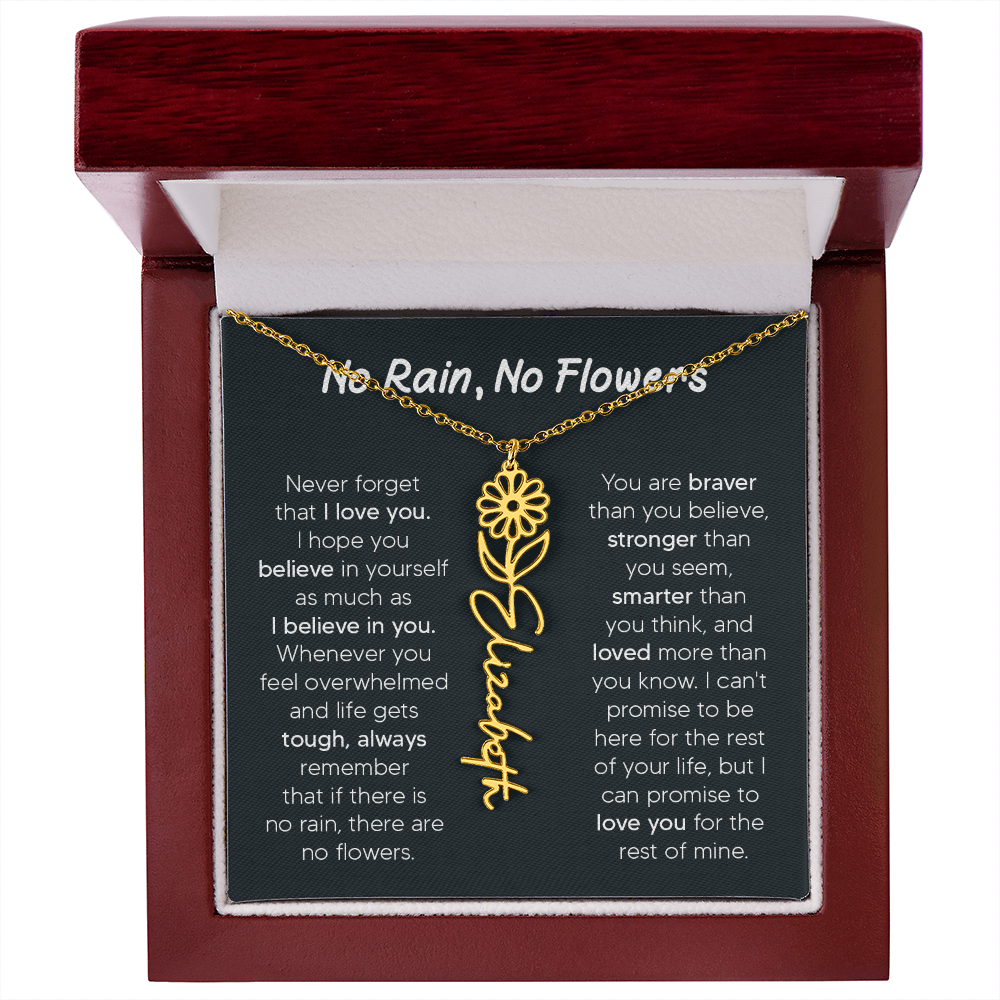 [LIMITED TIME ONLY] No Rain - No Flowers - Never Forget That I Love You | Birth Flower Name Necklace
