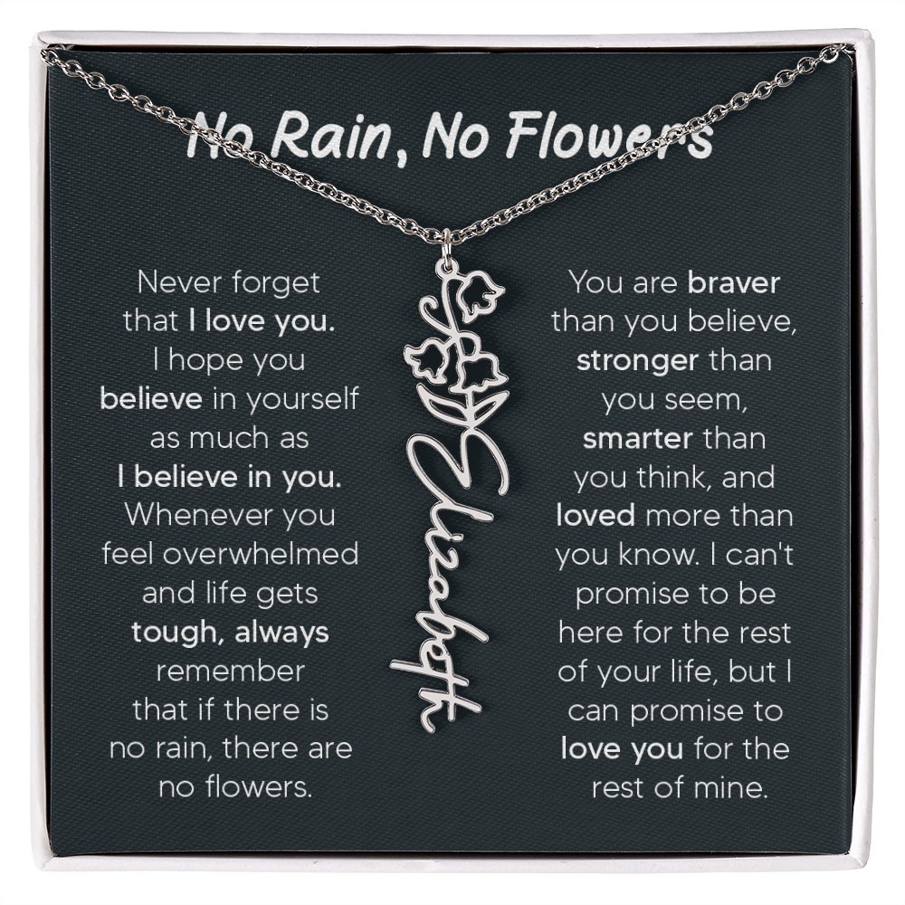 [LIMITED TIME ONLY] No Rain - No Flowers - Never Forget That I Love You | Birth Flower Name Necklace
