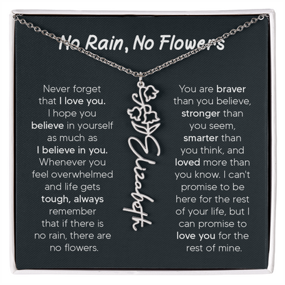 [LIMITED TIME ONLY] No Rain - No Flowers - Never Forget That I Love You | Birth Flower Name Necklace